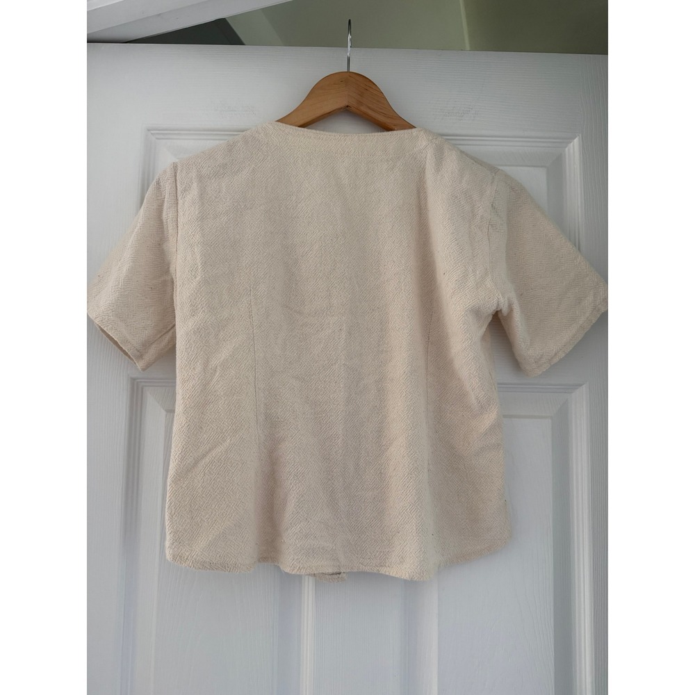 Retro Womens Knit Button Down Short Sleeve Blouse Cottage Grandmacore
